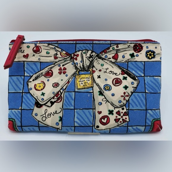 Brighton With Love From Me To You Zip Canvas Cosmetic Pouch, EUC. - Picture 1 of 3